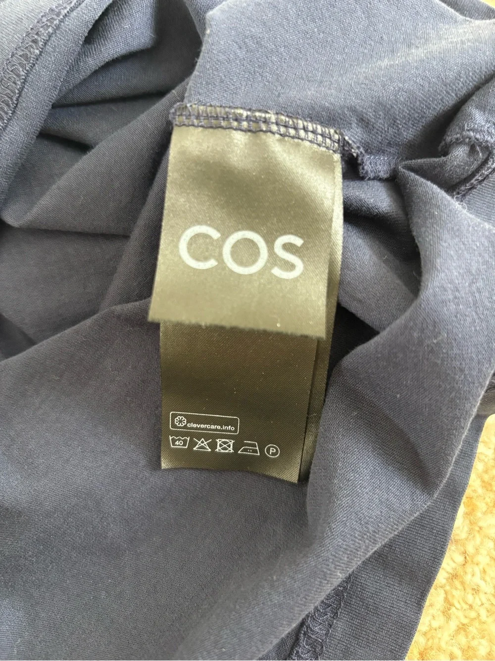 COS Mock Neck Boxy T-Shirt in Navy - Picture 5 of 7